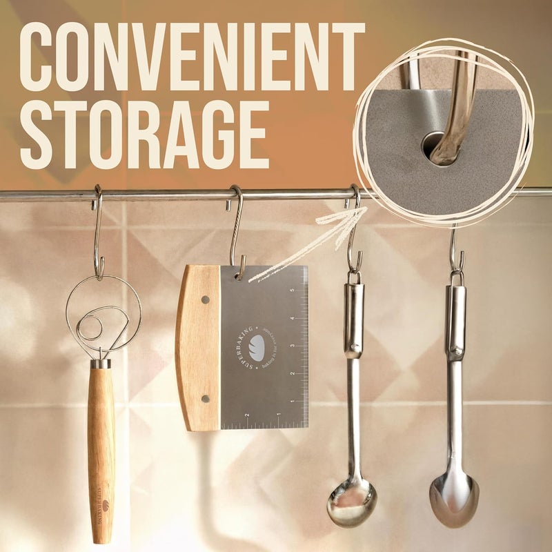 Superbaking Dough Scraper - 6" Wooden Bench Scraper - Dough Cutter with Ruler - Pastry & Cake Scraper - Kitchen Tools Sourdough Baking Supplies - Bread Making Tools & Accessories for Home Bakers - Image 2